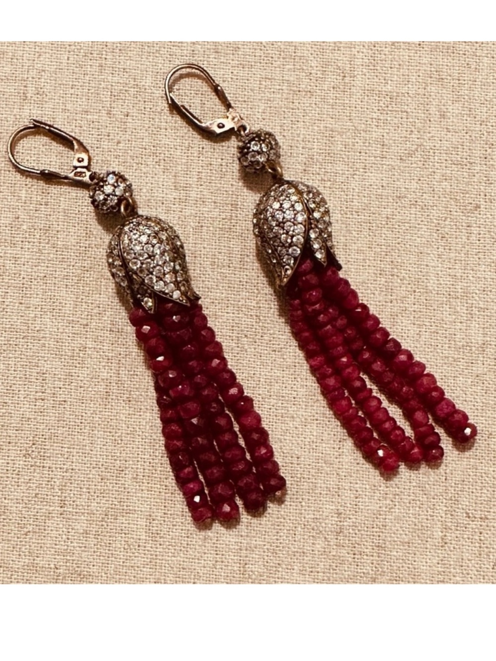 Grand Bazaar | Earrings | Drop Ruby & CZ - Picture 2 of 12